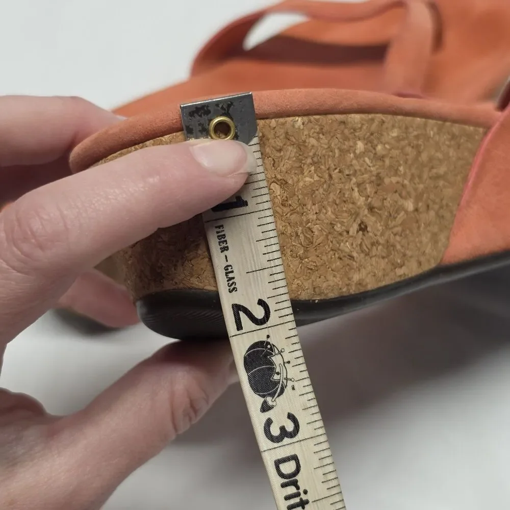 UGG Brook Cork Wedge Coral Orange Suede Thong Sandals Women's 7 Y2K Boho - Picture 10 of 11